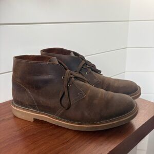Clarks Men's Bushacre 2 Chukka Desert Boots Beeswax Brown Leather Size 9.5 M